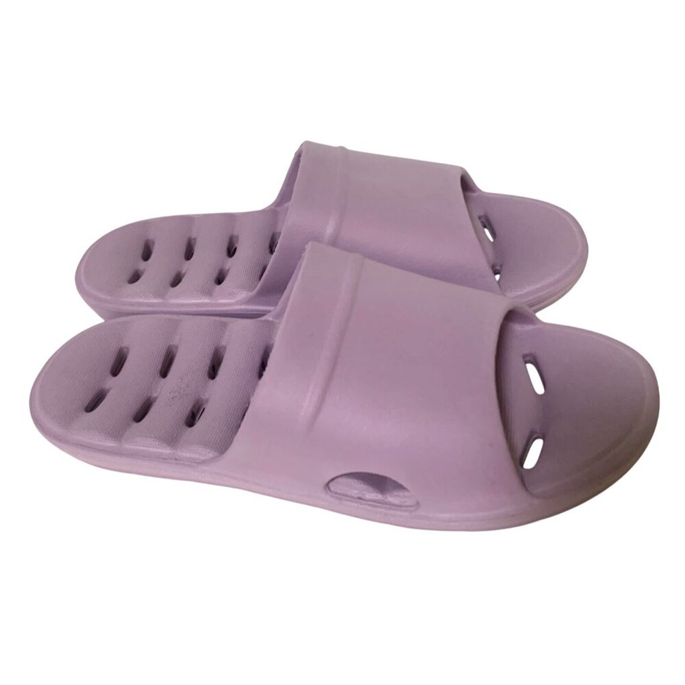 Womens Size 7 38 Purple Slide Sandals Plastic Lilac Slip on Comfort flat